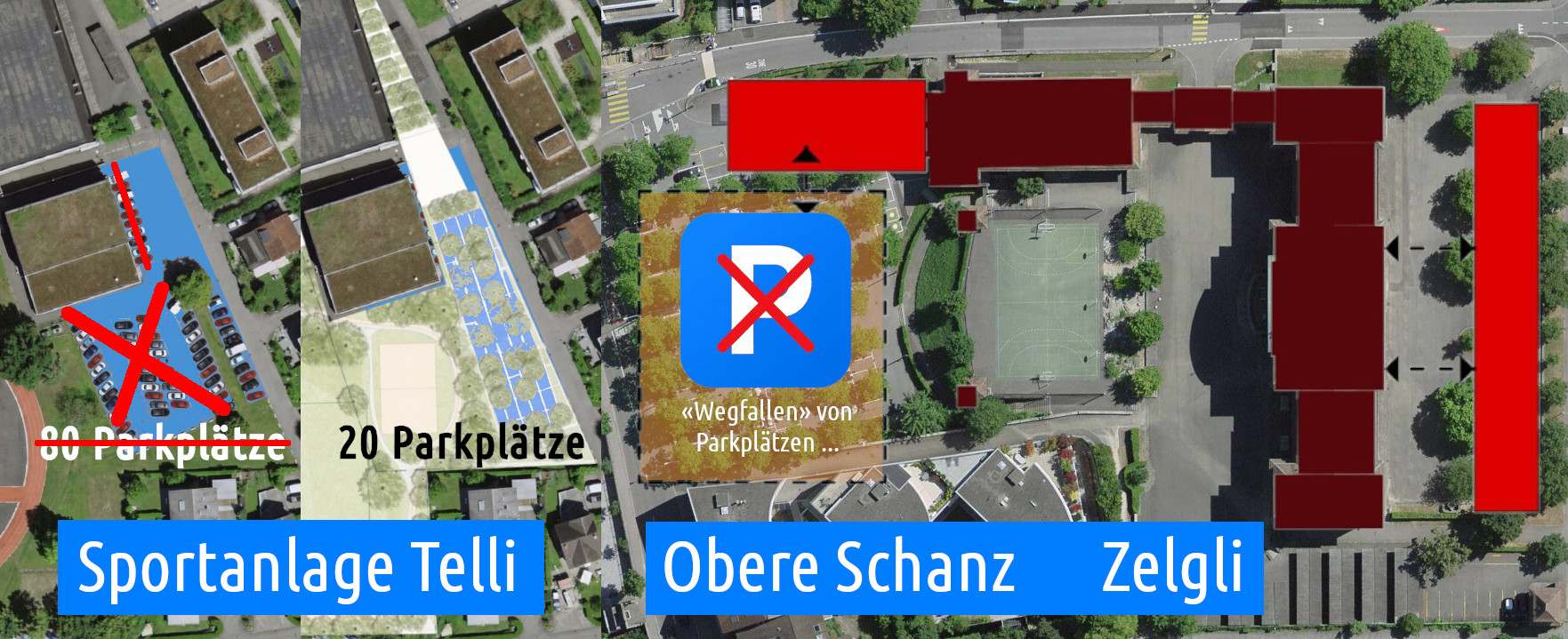 Parkplatzabbau Telli und Obere Schanz